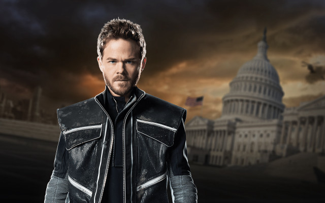 Man leather jacket building sky free wallpaper - medium preview image