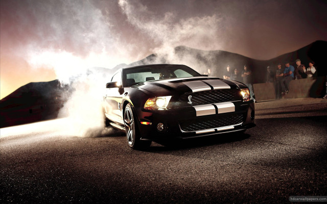 Mustang smoking night road people free wallpaper - medium preview image