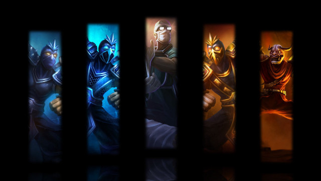 Colored banners different characters row free wallpaper - medium preview image