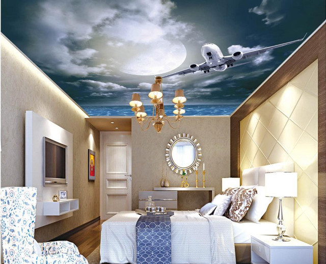 Bedroom mural plane ocean blue free wallpaper - medium preview image