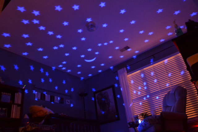 Purple ceiling stars moon window free wallpaper - medium preview image