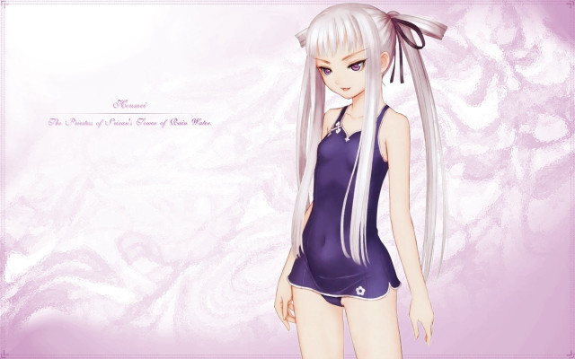 Long white hair girl purple free wallpaper - medium preview image
