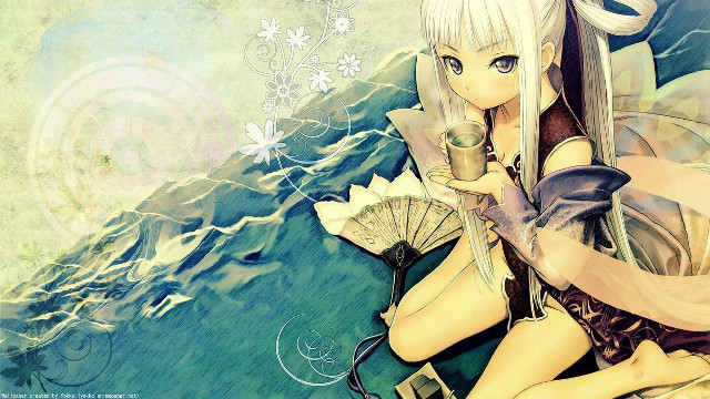 Woman fan bottle rock mountain free wallpaper for desktop - medium preview image