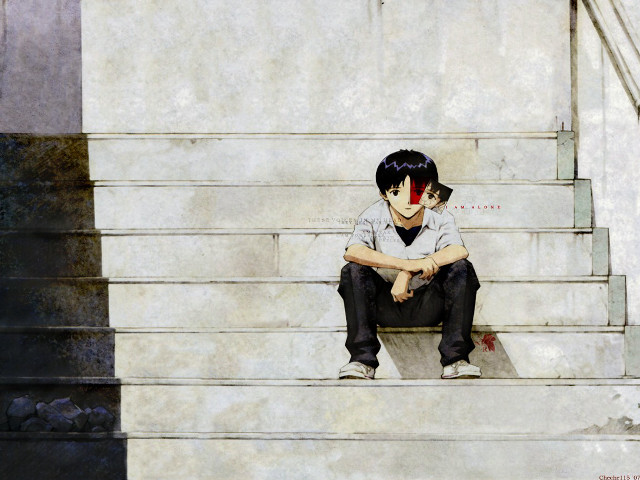 Boy sitting stairs head down free wallpaper - medium preview image