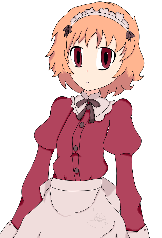 Red dress maid apron bow free wallpaper - medium preview image