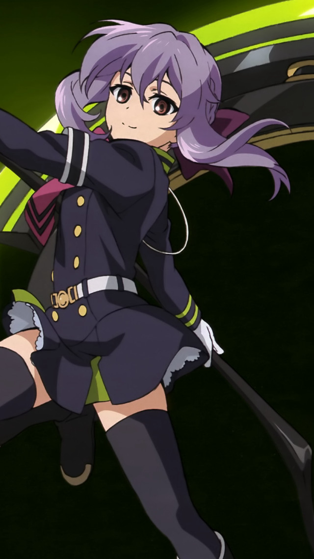 Girl uniform sword green light free wallpaper - medium preview image