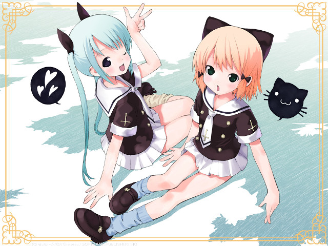 Anime girls cats back school free wallpaper - medium preview image