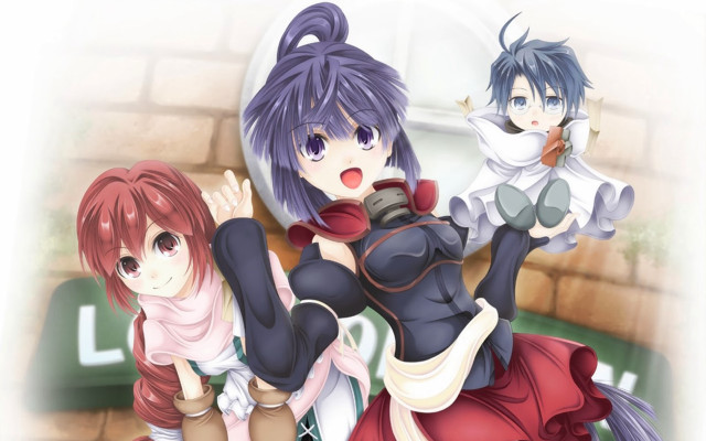 Three anime girls red dress free wallpaper - medium preview image