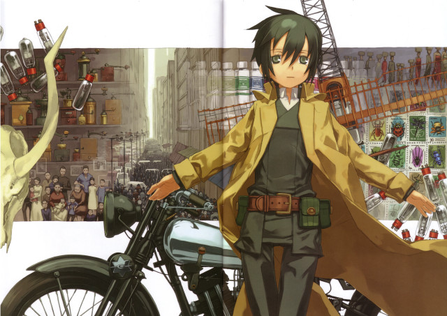 Man motorcycle city building woman free wallpaper - medium preview image