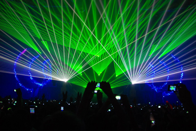 Crowd stage lights hands air free wallpaper - medium preview image