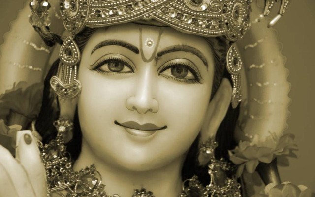 Smiling woman statue flower hair free wallpaper - medium preview image