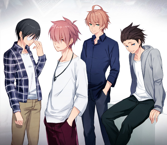 Young men standing white wall free wallpaper - medium preview image