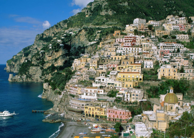 City cliff ocean boat water free wallpaper - medium preview image