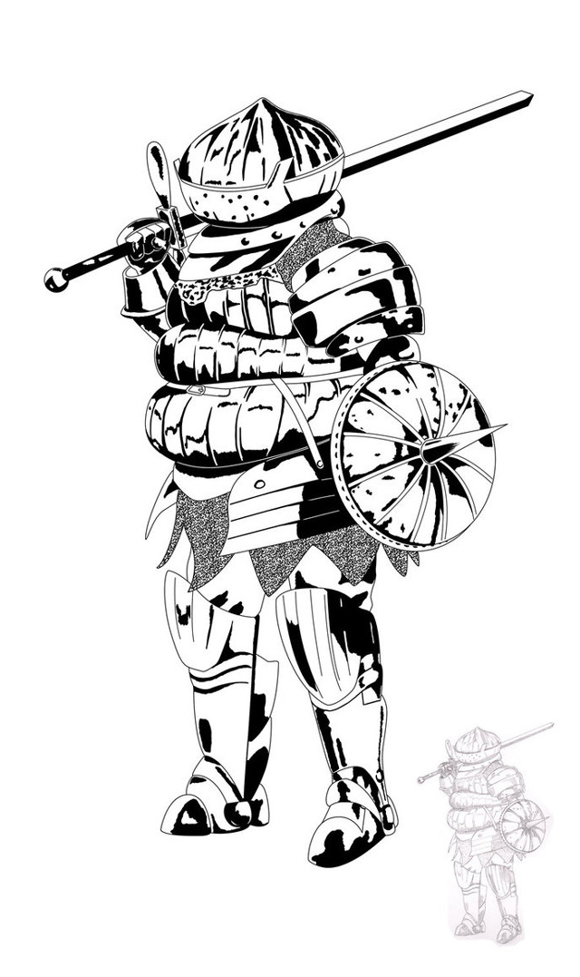 Drawing person armor sword helmet free wallpaper - medium preview image