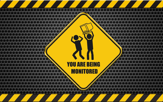 Yellow sign black background monitored free wallpaper - medium preview image