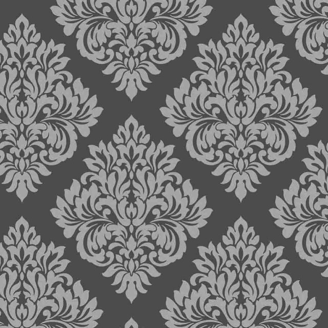 Gray white damask black flower free wallpaper - medium preview image
