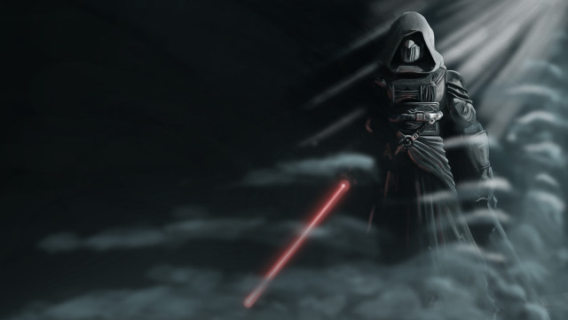 Man dark robe lightsaber clouds free wallpaper - medium preview image