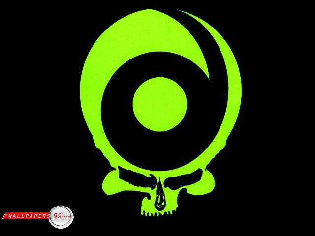 Green skull black background white free wallpaper - medium preview image