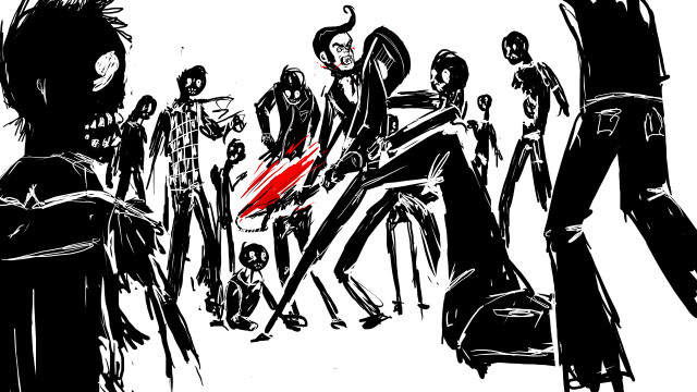 Black white drawing group people #2 free wallpaper - medium preview image