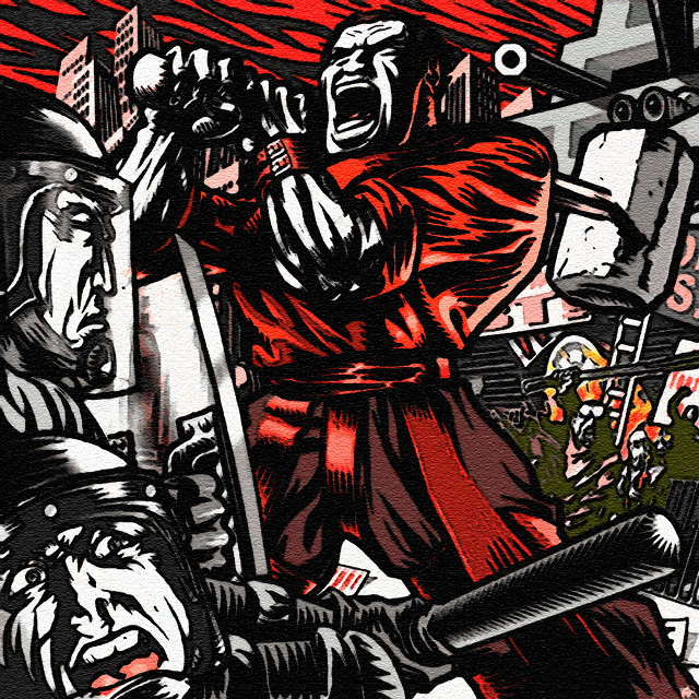 Man sword demon building people free wallpaper - medium preview image