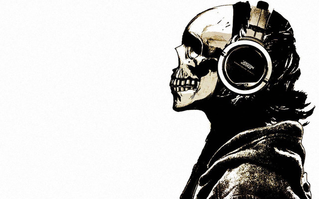 Skull headphones jacket black white free wallpaper - medium preview image
