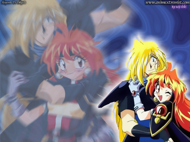 Anime characters blue red black free wallpaper - medium preview image