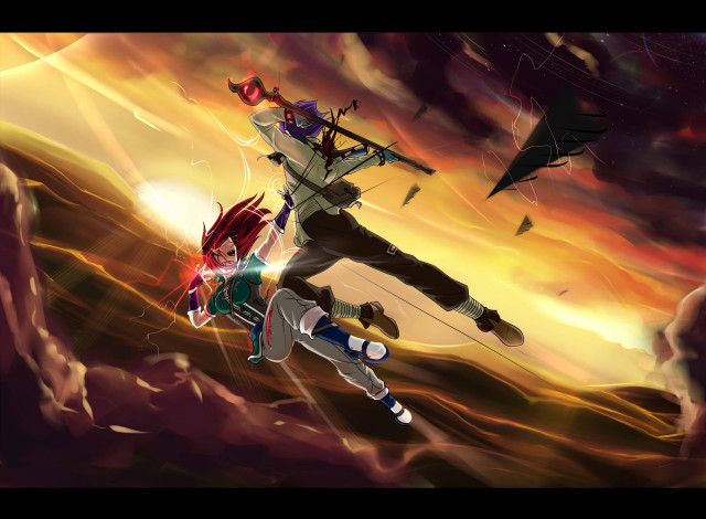 Couple people flying air sky free wallpaper - medium preview image