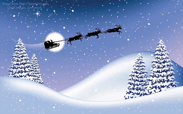 Santa claus sleigh snowy landscape #3 free wallpaper - medium preview image