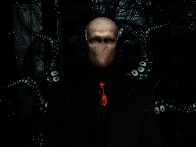 Creepy man red tie octopus free wallpaper - medium preview image