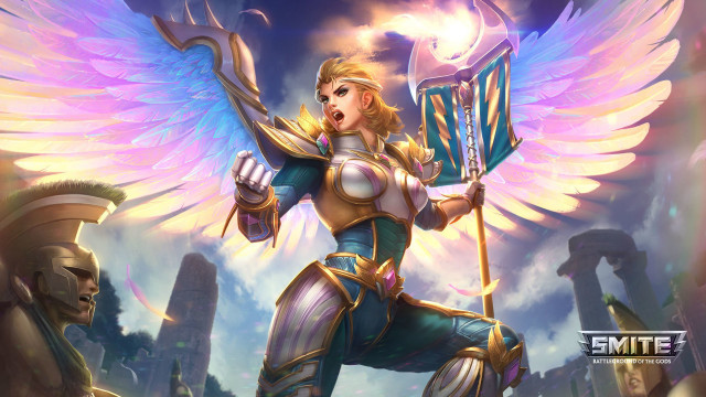 Woman winged sword shield warrior free wallpaper - medium preview image