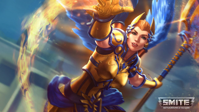 Woman yellow outfit sword flame free wallpaper - medium preview image