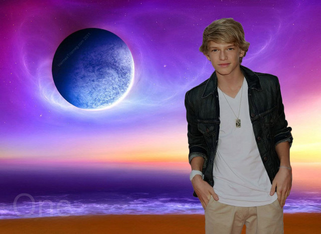 Young man blue moon purple free wallpaper - medium preview image