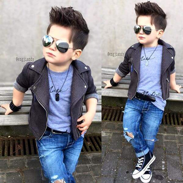 Little boy sunglasses jacket bench free wallpaper - medium preview image