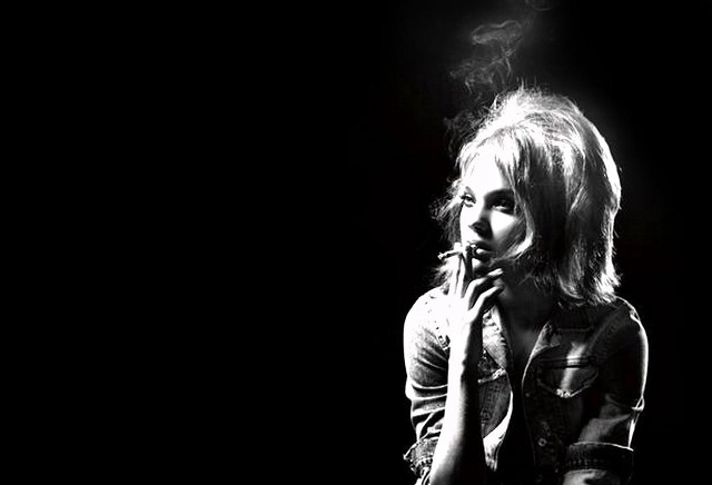 Woman smoking cigarette dark night #3 free wallpaper - medium preview image