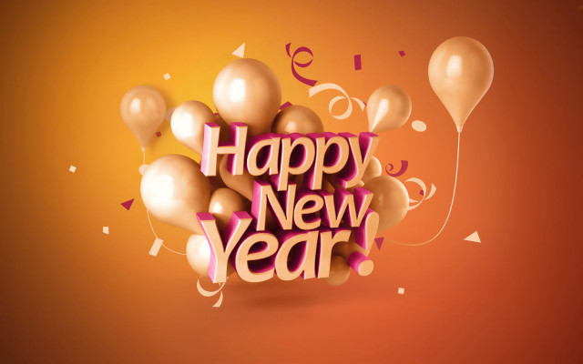 Happy new year balloons streamers free wallpaper - medium preview image