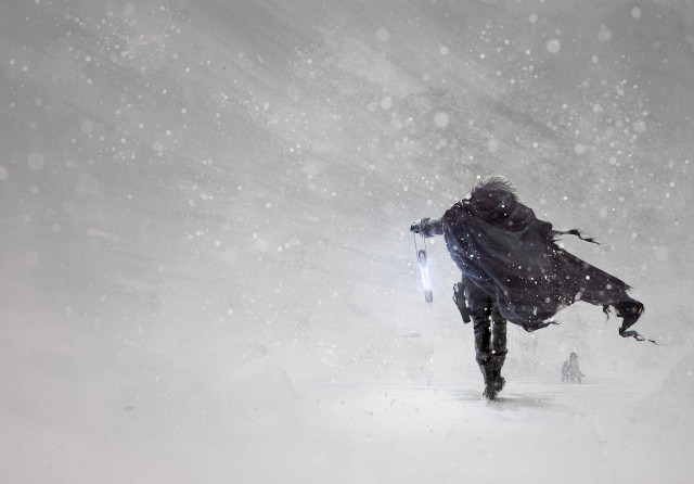 Person walking snow coat light free wallpaper - medium preview image