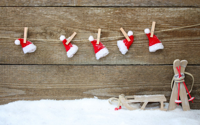 Wooden sled toy santa hat free wallpaper - medium preview image