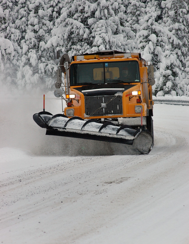 Snow plow winter road trees free wallpaper - medium preview image