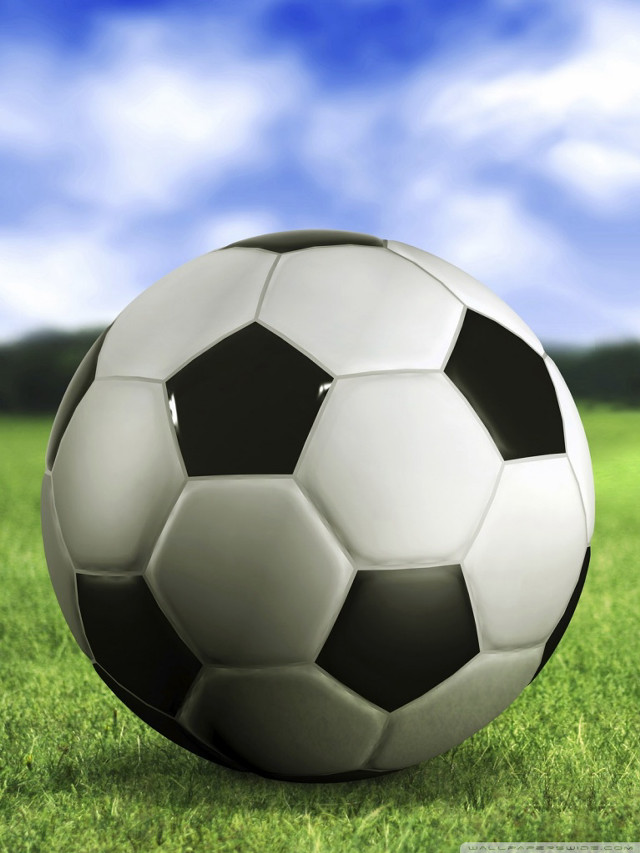 Soccer ball green field blue free wallpaper - medium preview image