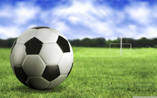 Soccer ball green field goal free wallpaper - medium preview image
