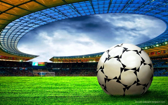 Soccer ball green field stadium #5 free wallpaper - medium preview image