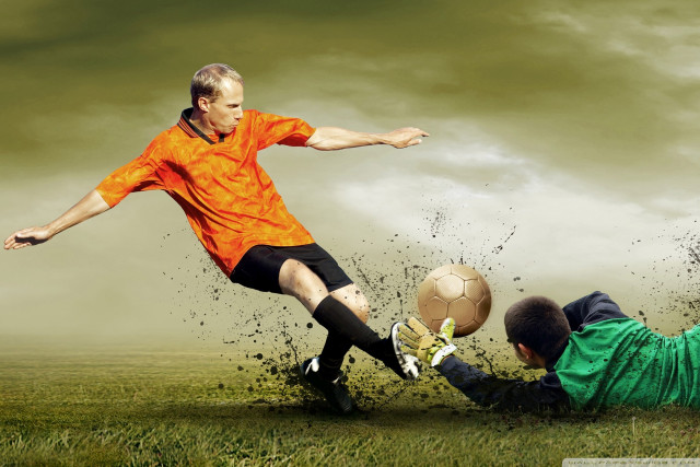 Man kicking soccer ball field #13 free wallpaper - medium preview image