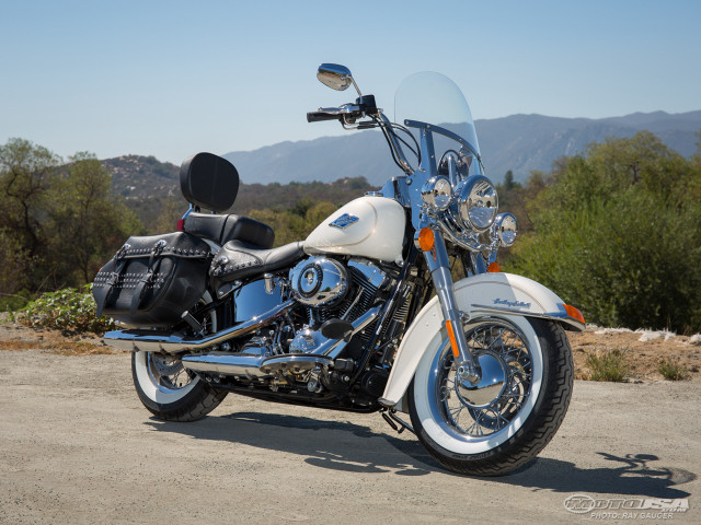 Motorcycle parked road mountains background free wallpaper - medium preview image