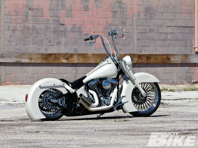 White motorcycle red brick wall free wallpaper - medium preview image
