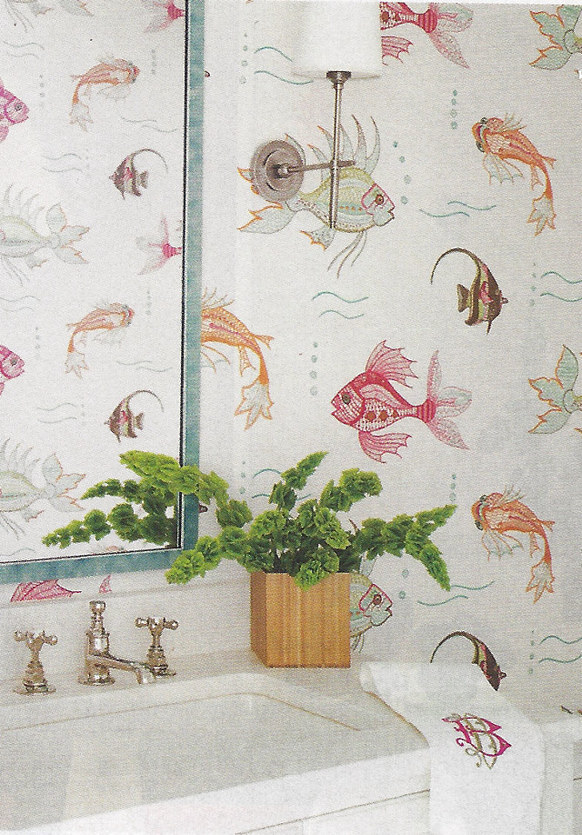 Bathroom sink mirror fish plant free wallpaper - medium preview image