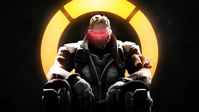 Futuristic man suit glowing red free wallpaper - medium preview image