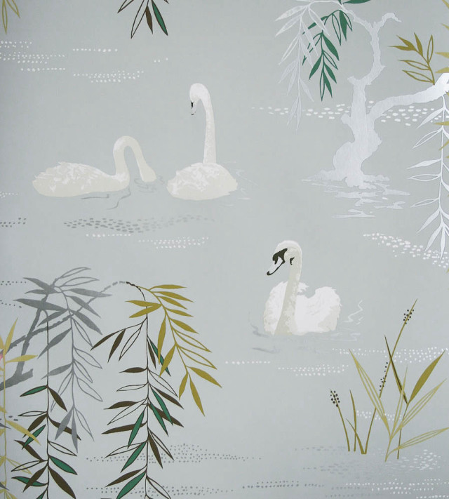 Swans bamboo blue background white free wallpaper - medium preview image