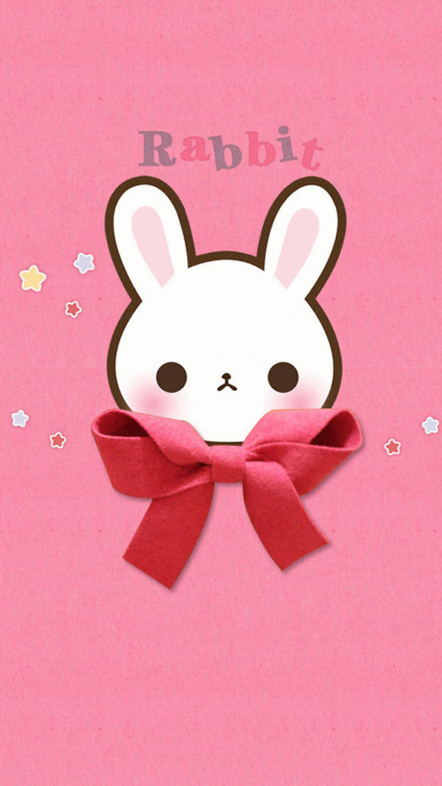 Rabbit red bow pink background free wallpaper - medium preview image