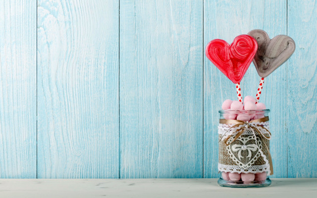 Jar candy hearts table blue free wallpaper - medium preview image