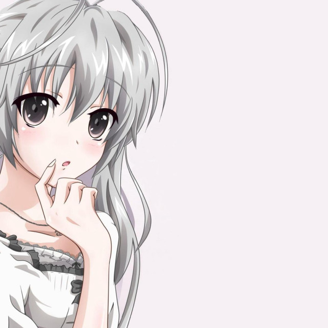 White haired girl blush anime free wallpaper - medium preview image
